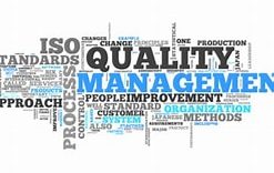 Word cloud featuring terms related to quality management and organisational improvement.